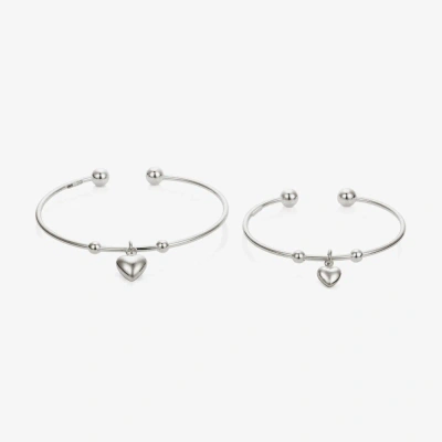 Tales From The Earth Kids' Girls Silver Mummy & Me Bangle Set