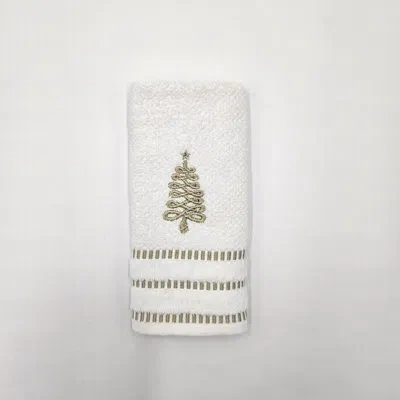 Talesma Holiday Fingertip Towel Set - 100% Cotton In White,gold