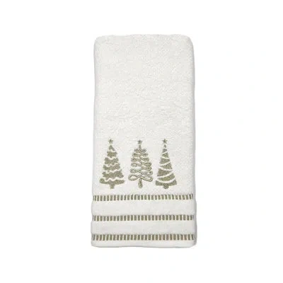 Talesma Holiday Gold Evergreen Hand Towel Set - 100% Cotton In White,gold