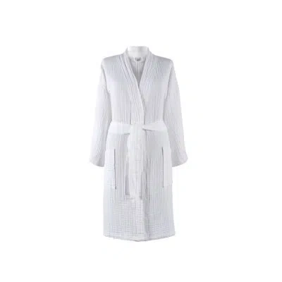 Talesma Muslin 100% Cotton Bathrobe In White