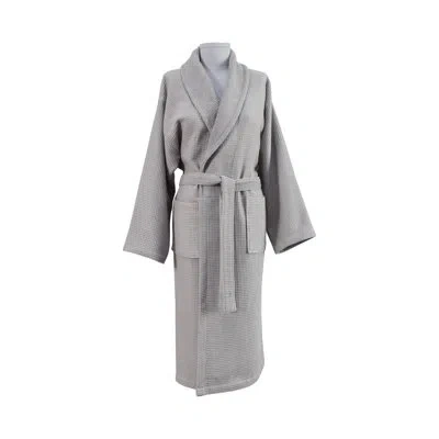Talesma Terry/waffle Shawl Bathrobe In Marble Grey