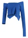 Talia Byre Asymmetric Crop Top In Blue