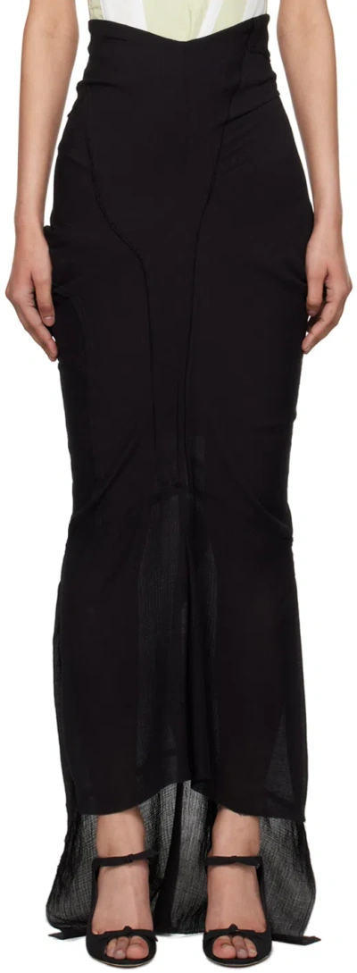Talia Byre Black Draped Maxi Skirt