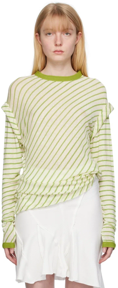 Talia Byre Green & White Striped Long Sleeve T-shirt