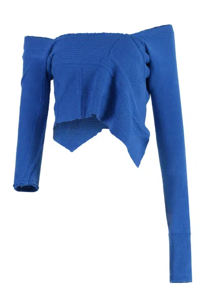 Talia Byre Knitted Crop Top In Blue