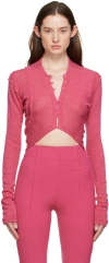 Talia Byre Pink Raw Cardigan In 1213 Dark Magenta
