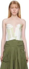 Talia Byre White & Green Sweetheart Corset In White Polka