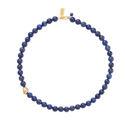 Talis Chains Women's Blue / Gold Tokyo Beaded Choker- Lapis