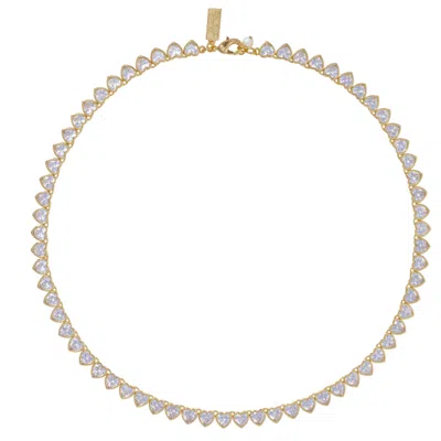 Talis Chains Women's Gold Heart Tennis Necklace In Gray
