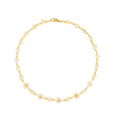 Talis Chains Women's White Miss Daisy Choker In Gold