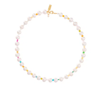Talis Chains Women's White Pearly Deluxe Rainbow Necklace In Gold