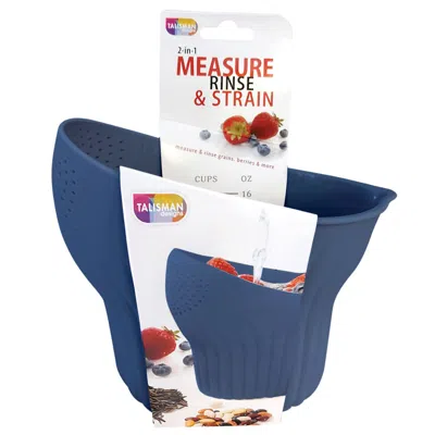 Talisman Designs 2-in-1 Measure Rinse & Strain For Grains, Fruit, And Beans, 2 Cups In Blue