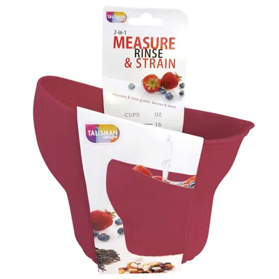 Talisman Designs 2-in-1 Measure Rinse & Strain For Grains, Fruit, And Beans, 2 Cups In Burgundy