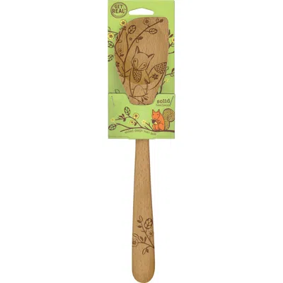 Talisman Designs Laser Etched Beechwood Corner Spoon, Woodland Collection In Tan