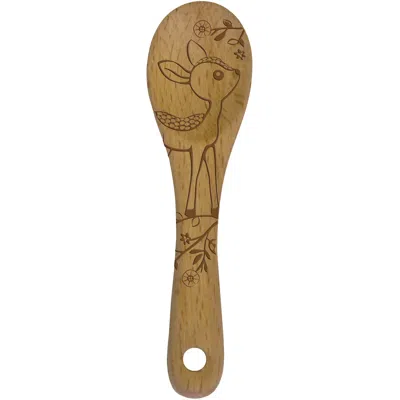 Talisman Designs Laser Etched Beechwood Mini Spoon, Woodland Collection, Deer In Multi