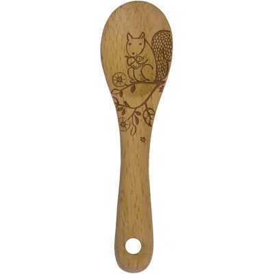 Talisman Designs Laser Etched Beechwood Mini Spoon, Woodland Collection, Squirrel In Multi
