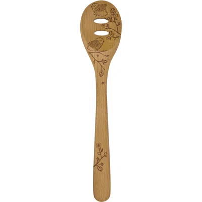Talisman Designs Laser Etched Beechwood Slotted Spoon, Woodland Collection, Set Of 1 In Brown