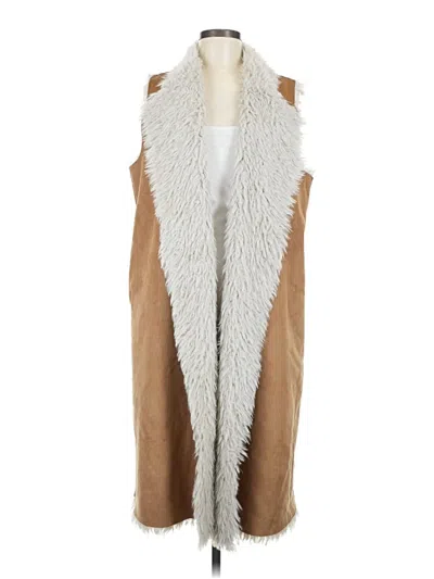 Pre-owned Talisman Faux Fur Vest In Brown
