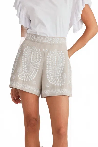 Talisman Johari Embroidery Short In Natural In White