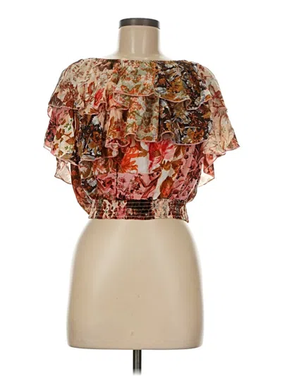 Pre-owned Talisman Short Sleeve Blouse In Brown