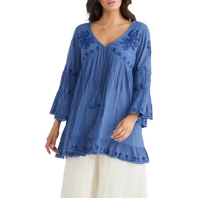 Talisman The Label Aneesa Embroidery Tunic In Blue