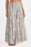 Talisman The Label Balmoral Smocked Waist Cotton Maxi Skirt In Paro