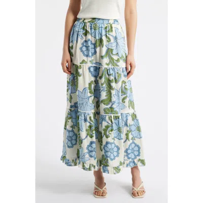 Talisman The Label Chakra Floral Tiered Maxi Skirt In Ibiza