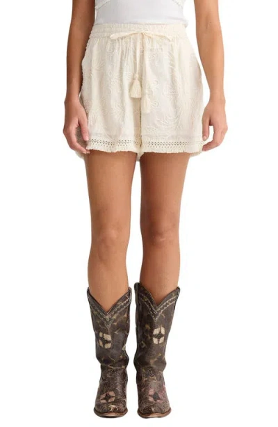 Talisman The Label Chantilly Embroidered Fringe Trim Shorts In Neutral