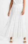 Talisman The Label Dahlia Tiered Cotton Maxi Skirt In White W Broderie