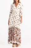 Talisman The Label Elena Floral Smocked Crepe Maxi Dress