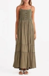 Talisman The Label Embroidered Lace Inset Maxi Dress In Green