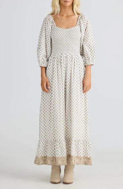Talisman The Label Emelina Smocked Maxi Dress In White