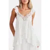 Talisman The Label Exhale Embroidered Camisole In Off White Dobby