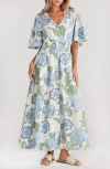 Talisman The Label Harlow Smocked Waist Maxi Dress In Ibiza