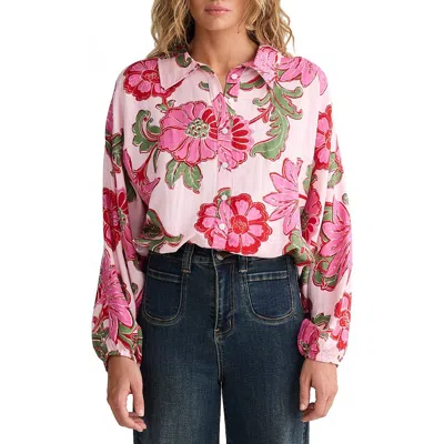 Talisman The Label Hazel Floral Print Button Up Shirt In Pink