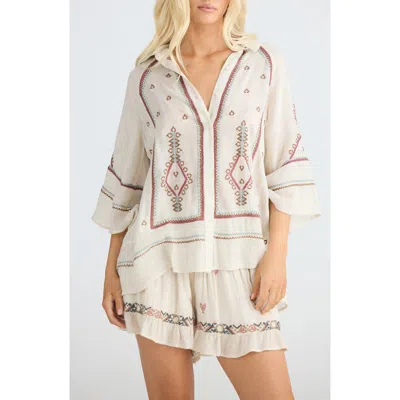 Talisman The Label Ithika Embroidered Shirt In Neutral