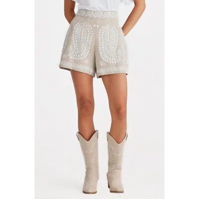 Talisman The Label Johari Shorts In Natural/embroidery
