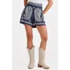 Talisman The Label Johari Shorts In Navy/embroidery