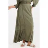 Talisman The Label Midas Clip Dot Maxi Skirt In Olive Dobby