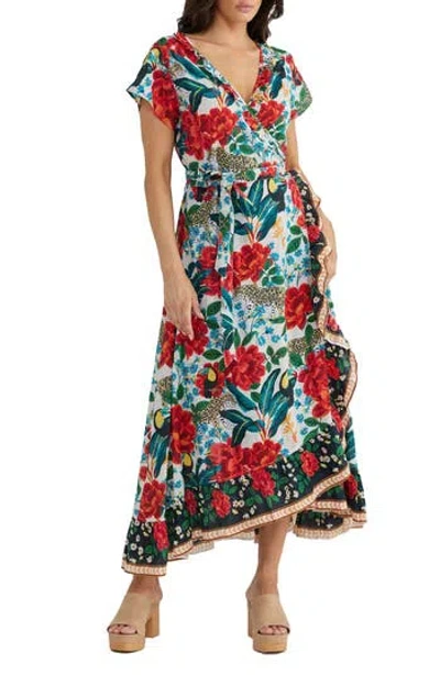 Talisman The Label Palm Springs Midi Wrap Dress In Multi