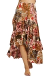 Talisman The Label Sassy Ruffle High/low Maxi Skirt In Multi