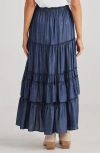 Talisman The Label Sassy Tiered Ruffle High-low Skirt In Denim
