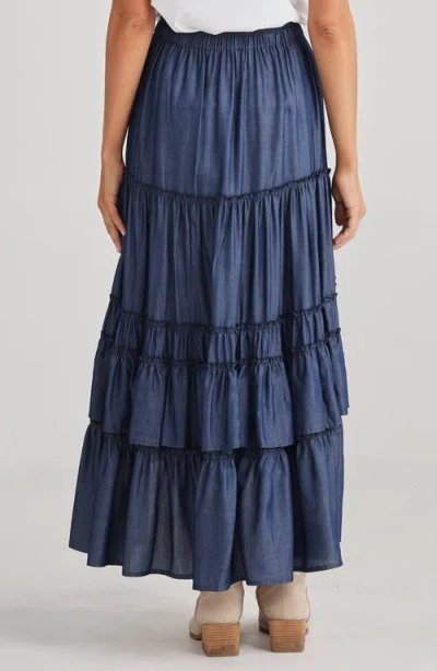 Talisman The Label Sassy Tiered Ruffle High-low Skirt In Denim