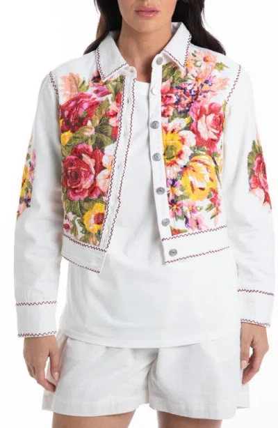 Talisman The Label Sequin Floral Crop Cotton Jacket