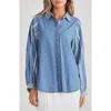 Talisman The Label Stella Embroidered Detail Cotton Chambray Button-up Shirt In Denim