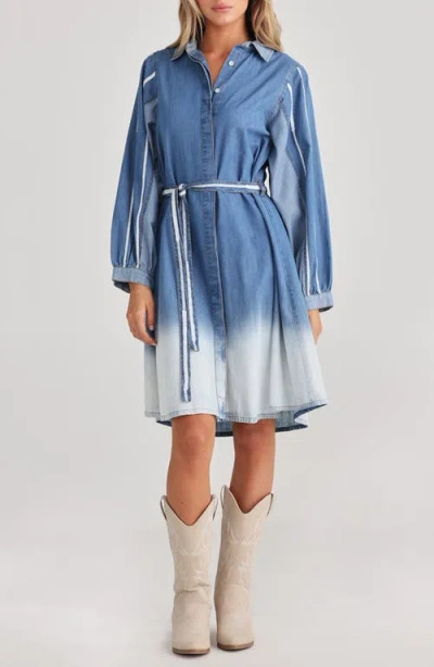 Talisman The Label Stella Long Sleeve Denim Dress In Ombre Denim