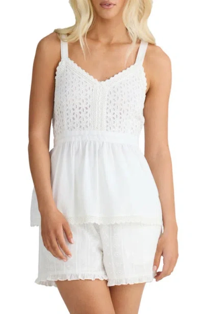 Talisman The Label Tallulah Eyelet Peplum Cotton Tank In White