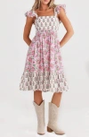 Talisman The Label Zoe Ruffle Hem Dress In Pink