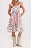Talisman Zoe Ruffle Hem Dress In Strawberry Fields In Multi