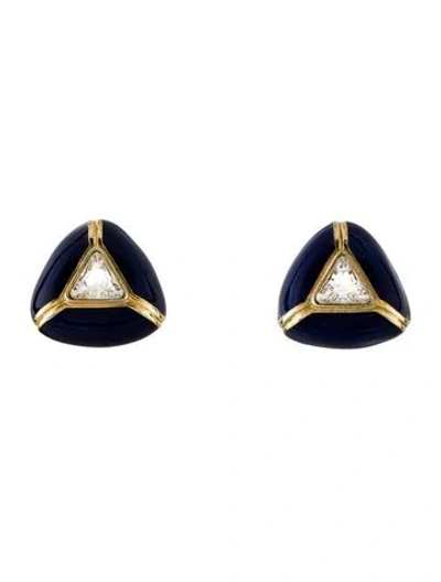 Pre-owned Talita London Crystal & Enamel Stud Earrings In Blue